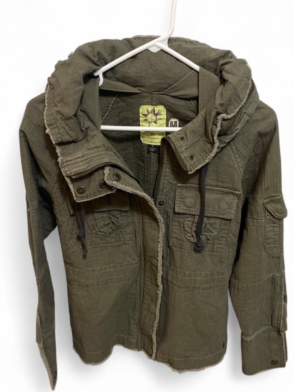 Rare Volcom Olive Green Hooded Utility Jacket